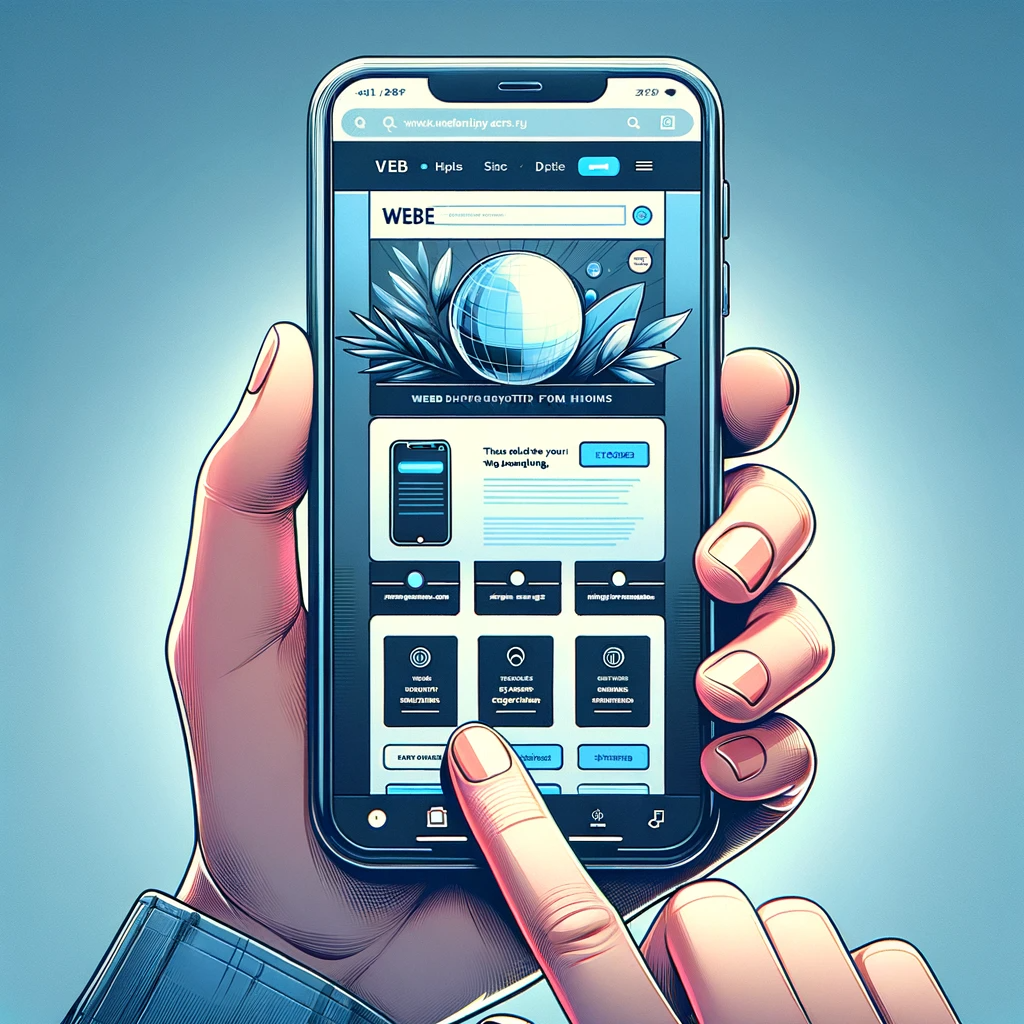Mobile phone displaying a responsive website, illustrating effective mobile-first web design principles.